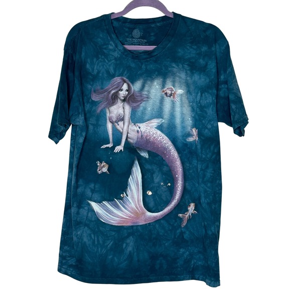 The Mountain Mermaid Tie Dye T-Shirt Fantasy Art Fish Oceancore Size Large - Picture 1 of 10